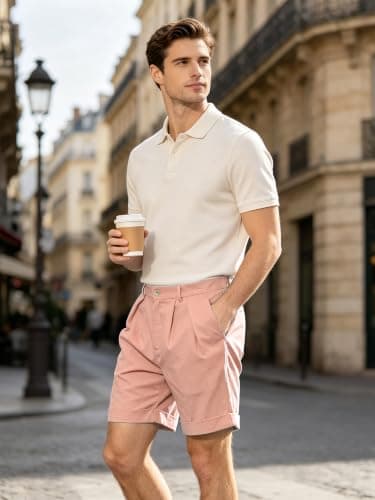 JEMLDL Men's Cotton Linen Shorts 7" Casual Pleated Summer Vacation Resort Beach Elastic Waist Tropical Vibrant Shorts with Pockets Flamingo X-Large - Thumbnail 2
