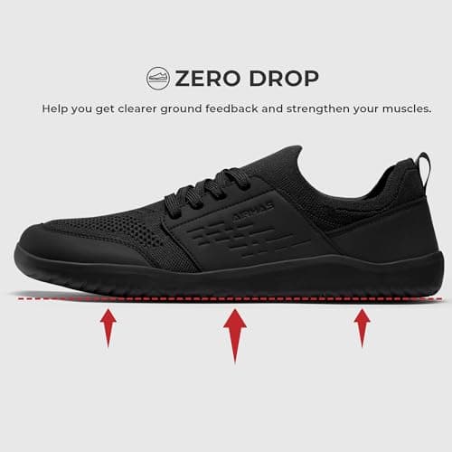 AIRHAS Mens Barefoot Shoes with Wide Toe Box Gym Workout Sneakers for Men Zero Drop Cross Training Shoes(Black,9.0) - Thumbnail 4