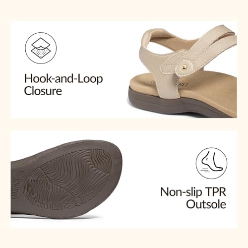 Rihero Orthopedic Sandals for Women Arch Support Comfortable Flat Sandals with Adjustable Strap for Summer Beach Walking Sand 9.5 - Thumbnail 5