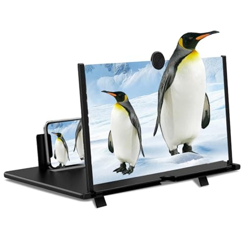 Zrgzob Screen Magnifier for Cell Phone, 3D HD Foldable Portable Mobile Phone Projector Screen for Movies, Videos, and Gaming – 12 Inch