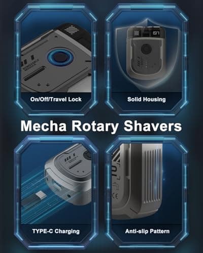 Mini Shaver, Portable Travel Shaver, Mini Rotary Shavers for Men, Dual Blades IPX7 Waterproof Cordless USB Rechargeable Electric Razor Trimmer - Thumbnail 5