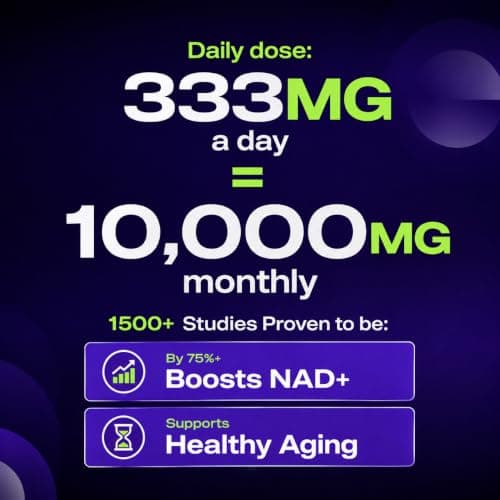 NMN Supplement with NAD+ and Resveratrol - 10,000MG Extra Strength | NMNH Alternative | NAD Liposomal Supplements for Men and Women - Supports Cellular Energy | 90 Capsules, 3 Months Supply - Thumbnail 2