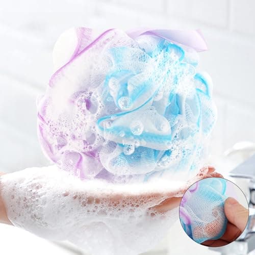 Chuya Bath Sponges Loofahs 70 Grams Large Size,4 Pack Shower Sponge Exfoliating Cleaning Bath Loofa Body Scrubber Balls for Women Men Children Washing - Thumbnail 5