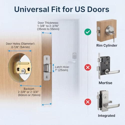 RUIKANG POWER Keyless Entry Door Lock, Smart Deadbolt with Keypad, Electronic Deadbolt with 200 User Codes & 4 Backup Keys, Auto-Lock Smart Door Lock for Front Door, Easy DIY Installation - Thumbnail 4