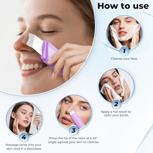 Blackhead Remover Tool Face Scrubber: PETYDOOT Double-Headed Face Spatula Skin Scrubber, Nose Pore Cleaner Blackhead Remover for Facial Deep Cleansing Skin Care Tool for Men & Women(Purple) - Thumbnail 5