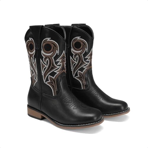 DREAM PAIRS Boys Cowboy Boots Kids Classic Western Boots Square Toe Girls Cowgirl Boots for Toddler/Little Kid/Big Kid,Size 13 Little Kid,Black,SKMB26001K - Thumbnail 6