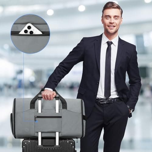 Garment Duffle Bags for Travel,Convertible Garment Bag with Shoes Compartment,Suit Carry-on Bag Expandable with Shoulder Strap for Men and Women Business Trip,Weekend,Wedding(Grey) - Thumbnail 5