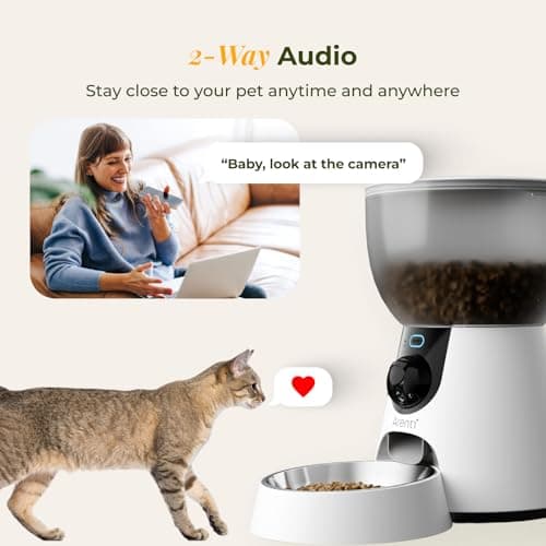 ARENTI Automatic Cat Feeder with Camera, 4L Auto Cat Food Dispenser for Cats, Smart WiFi Pet Feeder with App, 2K HD Two-Way Audio Meal Call, Dual Power, Color Night Vision, 2.4GHz/5GHz & Bluetooth - Thumbnail 4