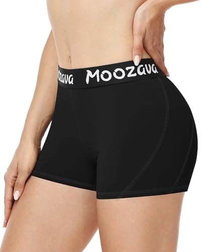 Moozava Volleyball Shorts Womens - 3"/5"/8" Compression Spandex Shorts for Women Biker Workout Yoga Athletic Running Black S - Image 1