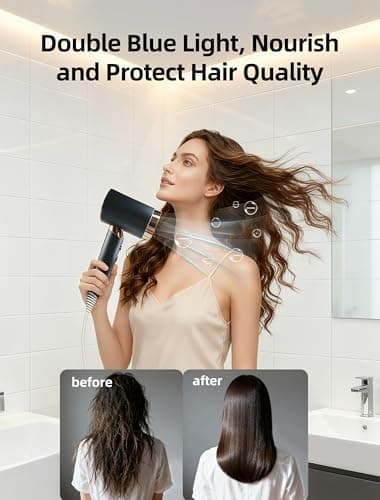 CLGTTFB Professional Lonic Hair Dryer for Women & Men,1600W Fast Drying Blow Dry with Diffuser and Concentrator for Various Types of Hair,High Speed Quiet Hairdryer for Home Salon,Travel,Hotel - Thumbnail 3