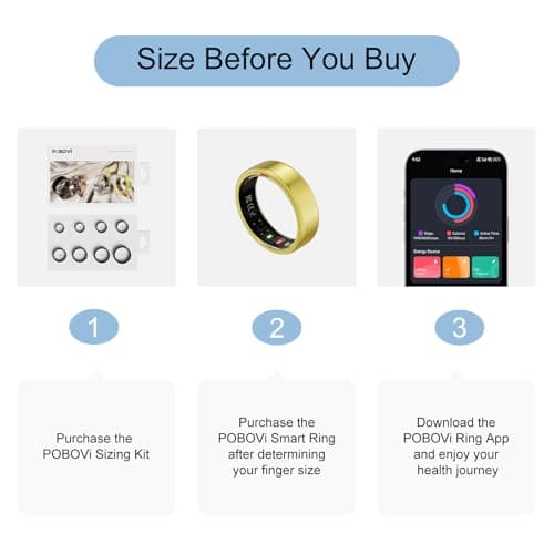 POBOVi Ring OnePlus - Ultra-Thin Titanium Smart Ring - 7 Days Battery Life - Fitness/SPO₂/Stress/HR/Sleep Skin Temperature Tracker - No App Fee - iOS&Android Compatible (Gold,Size 7) - Thumbnail 2