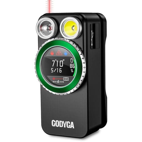Godyga 4-in-1 EDC Flashlight with Laser Measure, White & Red Light, Smart Display, 500 Lumens, IPX6, Type-C Rechargeable Clip-on Light, Magnetic Flash Lights for Camping, Cycling, Emergency, Outdoors