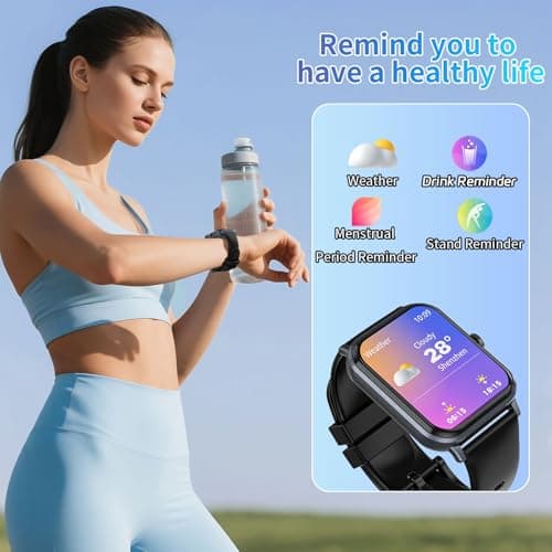 Smart Watch for Men Women with Calling, 1.83" Fitness Tracker with Heart Rate/Sleep Monitor, Step Tracker, New Gen Fitness Watch with 120 Sports Modes, IP68 Waterproof Smartwatch for Android/iOS Black - Thumbnail 6