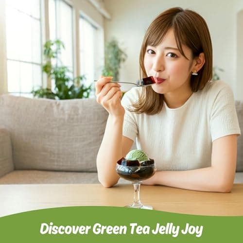 Green Tea Jelly – Vegan, Halal, Gluten-Free, Dye-Free | Jel Dessert made with Natural Brown Sugar & Konjac | 8 Counts (makes 40oz+) - Thumbnail 4