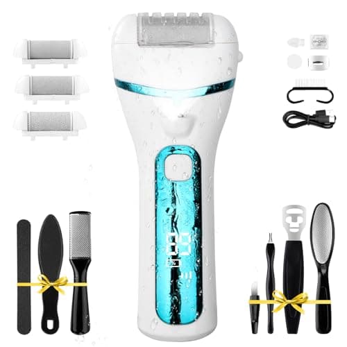 PUBOO Foot Callus Remover Electric 10000 RPM 3-Speed IPX7 Recharge Pedicure Kit for Hard Skin Women & Men Portable Multi-Roller File Grinder Sander Scrubber, LED Display for Wet & Dry Mathers Day Gift - Image 1