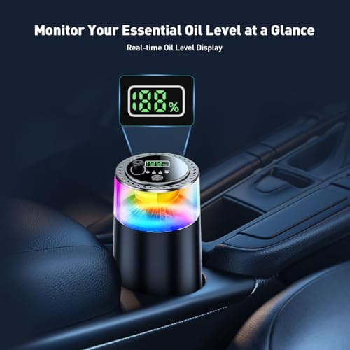 Smart Car Air Freshener with RGB Ambient Light, Galaxy Cloud Mist, Auto On/Off, Built-in Battery, Car Aroma Diffuser, Home, Office (4 Essential Oil Box), Long-Lasting Scent - Thumbnail 6