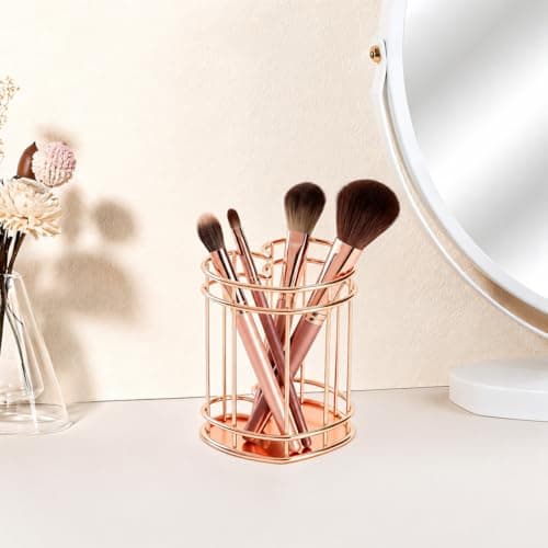 HBPHBP Makeup Brush Holder Organizer，Heart shapeMetal Makeup Organizers Countertop，Cosmetic Brushes Container for Vanity，Desktop, Bathroom(Heart shape) - Thumbnail 2