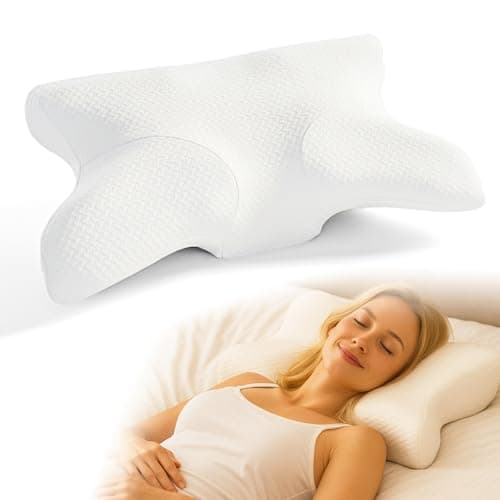 COMFILLOW Cervical Neck Pillow for Pain Relief, All Season Memory Foam Pillow with Dual Height Design & Arm Cradle, Support for Side, Back, Stomach Sleepers - Image 1