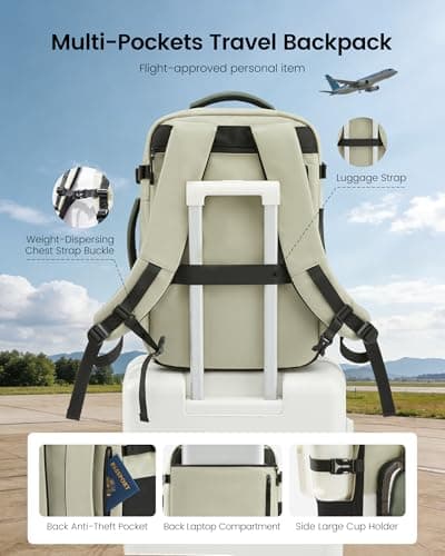 LOVEVOOK Travel Backpack for Women & Men, 40L Large Airline Approved Carry on Backpack for Travel, TSA Personal Item Travel Bag with 3 Packing Cubes, Waterproof Travel Essentials Bag fits 17" Laptop - Thumbnail 6