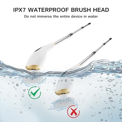 Hofenta Electric Spin Scrubber Cordless Shower Cleaning Brush with 10 Replaceable Brush Heads, Extendable Handle Up to 59", 2 Speed, Waterproof, 2H Cleaning Time for Bathroom Shower Tile Glass Car - Thumbnail 6