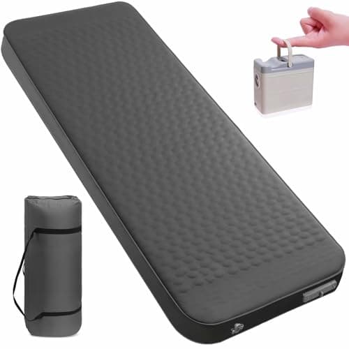 TPYOCQU Self Inflating Sleeping Pad with Electric Pump, 4" Ultra-Thick Memory Foam Camping Sleeping Mat with Pillow, 9.5 R-Value Insulated Camping Pad Mattress for Travel Car Tent (Grey-4Inches) - Image 1