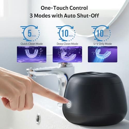 Ultrasonic Retainer Cleaner Machine 48kHz Denture and Aligner Cleaning Pod for Mouth Guards Night Guards Dental Trays Braces Toothbrushes Jewelry with 200ML Capacity (Black) - Thumbnail 5