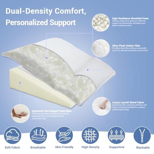 3PCS Bed Wedge Pillow Set for Sleeping, 10" Adjustable Triangle Pillow Wedges for Acid Reflux, Snoring, Back Pain Relief, After Surgery, Reading Pillow for Sitting in Bed Adult with Washable Cover - Thumbnail 4
