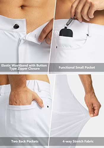 G Gradual Men's Stretch Golf Pants with 6 Pockets Slim Fit Dress Pants for Men Travel Casual Work (White, L) - Thumbnail 3