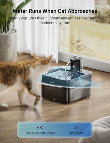 DownyPaws Cat Water Fountain Cordless, 84oz/2.5L Fursink Wireless Pet Water Fountains for Cats Indoor, Battery Operated Cat Drinking Fountain with Motion Sensor, Ultra Quiet Pump, BPA-Free, Black - Thumbnail 3