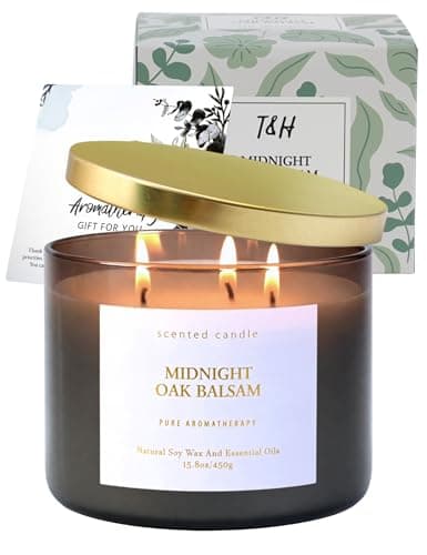 Midnight Oak Balsam 3-Wick Scented Candle | Balsam & Cedar Forest Aromatherapy Candle for Home | 15.8 oz Large Calming Soy Candle | Clean Burn, Long Lasting | Gift for Men & Women - Thumbnail 6