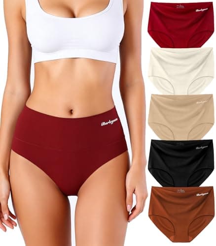 BARLEYUSA Womens Underwear Seamless High Waisted Silky Stretch Briefs No Show Breathable Full Coverage Ladies Panties 5 Pack - Image 1