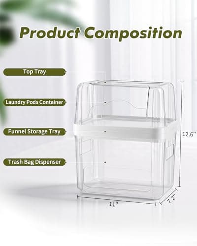 iCASA Trash Bag and Dishwasher Pod Dispenser - 3 in 1 Clear Storage Bins Holder for 13/30/33 Gallon Garbage Bags, Laundry Detergent Pods & Tabs, Under Sink Organizer for Kitchen and Laundry Room - Thumbnail 3