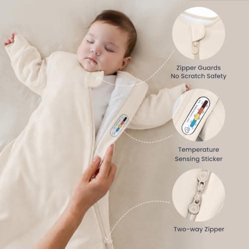 Unisex Sleeping Bag for Babies and Toddlers 1.0 Tog Sleep Sack 6-18 Months, Newborn Sleep Sack, Wearable Blanket Baby, One Piece Long Sleeves, Gifts for Baby - Thumbnail 5
