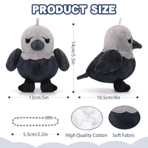 Dalycro TikTok Sad Bird Plush with Sound – Soft Emotional Inspiring Bird Stuffed Animal, Cute Plush Toy for Positive Vibes, Birthday Gift for Men, Women & Friends (Grey) - Thumbnail 2