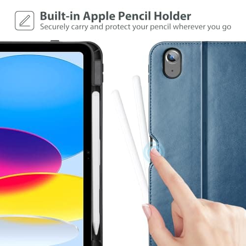 ProCase for iPad A16 11th Generation 11” 2025/iPad 10th Generation 10.9” 2022 with Pencil Holder, iPad 11/10 PU Leather Case Business Stand Cover Smart Folio with Hand Strap Front Pocket -Teal - Thumbnail 4