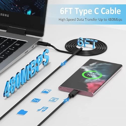 S26 S25 Samsung Charger Super Fast Charging 45W USB C Super Fast Charger with 6FT Type C Charger Cable Cord for Samsung Galaxy S26/S25/S24/S23/S22/Ultra/Plus/FE,Z Fold/Z Flip,A55/A54/A53/C55 - Thumbnail 6