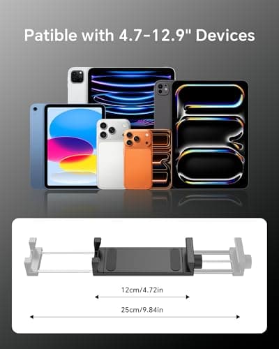 Aluminum Tablet Tripod Mount for iPad, Universal Adjustable Tablet Holder with Dual 1/4"-20 Screw Holes, Quick Release Design, Tripod Adapter Compatible with iPad Pro/Air/Mini, Galaxy Tab, Surface Pro - Thumbnail 2