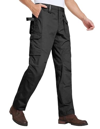 DURAWERK Men's Cargo Pants, Water Resistant Work Pants, Durable Ripstop Tactical Pants, EDC Hiking Pants, Multi Pockets Hunting Pants for Outdoor Climbing Traveling Camping Fishing (Black, 34WX30L) - Thumbnail 5