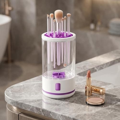 Electric Makeup Brush Cleaner Machine, Professional 7000 RPM Automatic Spinner with 1200mAh Rechargeable Battery, Type-C Fast Charging & 5-Min Auto-Shutoff, Fits All Sizes Cosmetic Brushes, White - Thumbnail 6