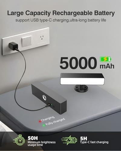 iThird Rechargeable Battery Operated Wall Sconce Set of 2: Wireless Black Wall Lights Battery Powered Magnetic 360° Rotation Cordless Scone Adhesive LED Wall Mount Lamp for Bedroom Reading Picture RV - Thumbnail 4