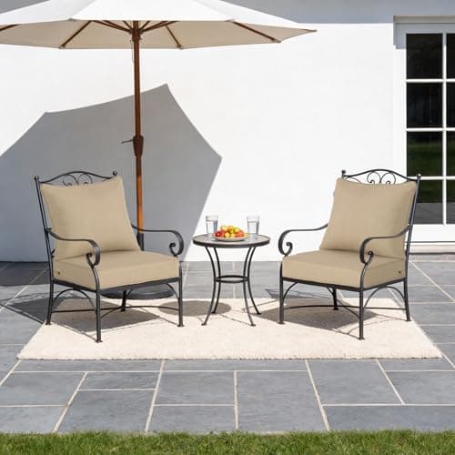 Localive 24x24 Inch Outdoor Deep Seat Cushions Set of 2,Thick High-Density Foam, Piped Edges & YKK Hidden Zipper,Water-Resistant UV-Resistant Polyester for Patio Furniture,Toffee - Thumbnail 4
