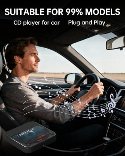 ENVYCLOUD Portable Car CD Player with USB/AUX Port,External CD Player Compatible with Car Radio Stereo, Laptop, TV, Computer,Universal for Vehicle with Adapter (Black) - Thumbnail 2