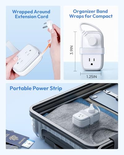 NTONPOWER 20W Travel Power Strip, Travel Essentials Cruise Approved Power Strip Non Surge Protector 4 Outlets 3 USB(1 USB-C) with 4FT Wrapped Extension Cord Flat Plug, Cruise Essentials 2026 - Thumbnail 2