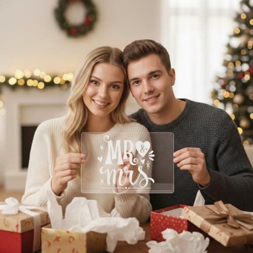 Engraved Acrylic Cutting Board with Counter Lip - Engagement Gifts Wedding Gift for Couples Clear Countertop Protector, Bride Shower Gift Mr and Mrs Gifts for Couple Aesthetic Kitchen Decor - Thumbnail 2