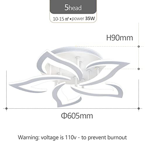 AHAWILL Ceiling Light Dimmable Modern Embedded LED Chandelier Metal Acrylic Petal Ceiling Ceiling Light, Suitable for Living Rooms, Bedrooms, Children's Rooms, Etc.23.8″/35w/5 Heads…… - Thumbnail 6