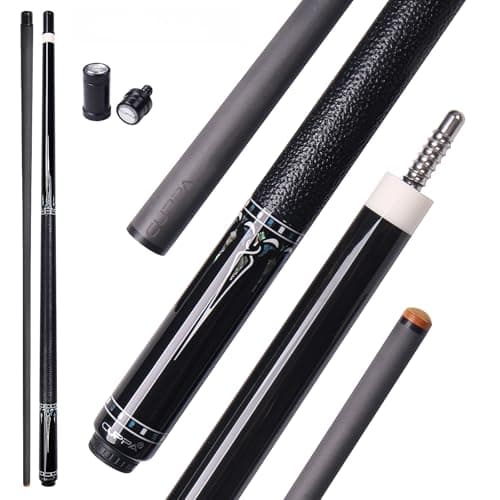 CUPPA Carbon Fiber Pool Cue 12.5mm Low Deflection Professional Pool Stick 58" Billiard Cue with Genuine Leather Grip 3/8-8 Radial Joint Abalone Inlay Tournament Grade - Image 1