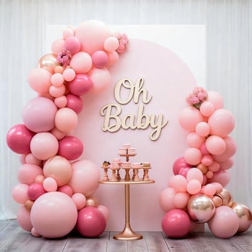 Valentines Day Decorations 155Pcs Rose Red Macaroon Pink Metallic Chrome Gold Latex Balloon Garland Arch Kit for Birthday Anniversary Wedding Romantic Bridal Shower Galentines Day Decor - Thumbnail 4