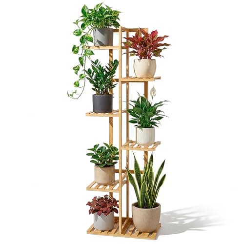 ROSSNY 48 Inch Talll Plant Stand Indoor, 6 Tier 7 Potted Bamboo Plant Stands for Indoor Plants, Corner Plant Stand, Plant Shelf For Indoor, Tiered Plant Stands, Indoor Plant Holder, Natural - Thumbnail 2
