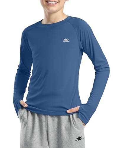 Boy's UPF 50+ Sun Protection Shirt Long Sleeve Swim Shirts Youth Fishing Shirt(Dark Blue,10-11 Years) - Image 1