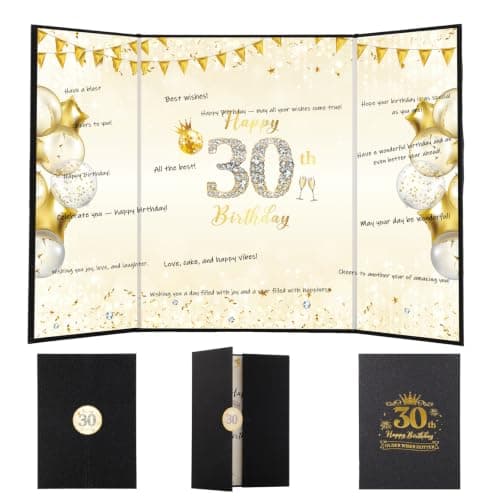 WSICSE 30Th Birthday Guest Book Card, Black Gold, 18 x 12 Inch - Image 1